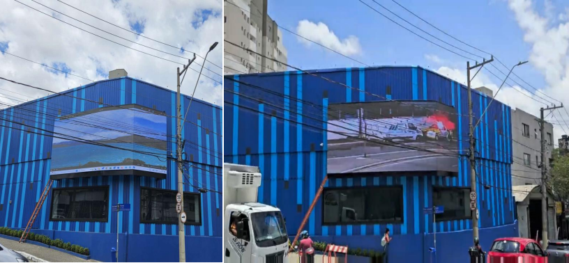 戶外防水鐵箱體P4LED顯示屏用於巴西的（de）城市街道（dào）.png